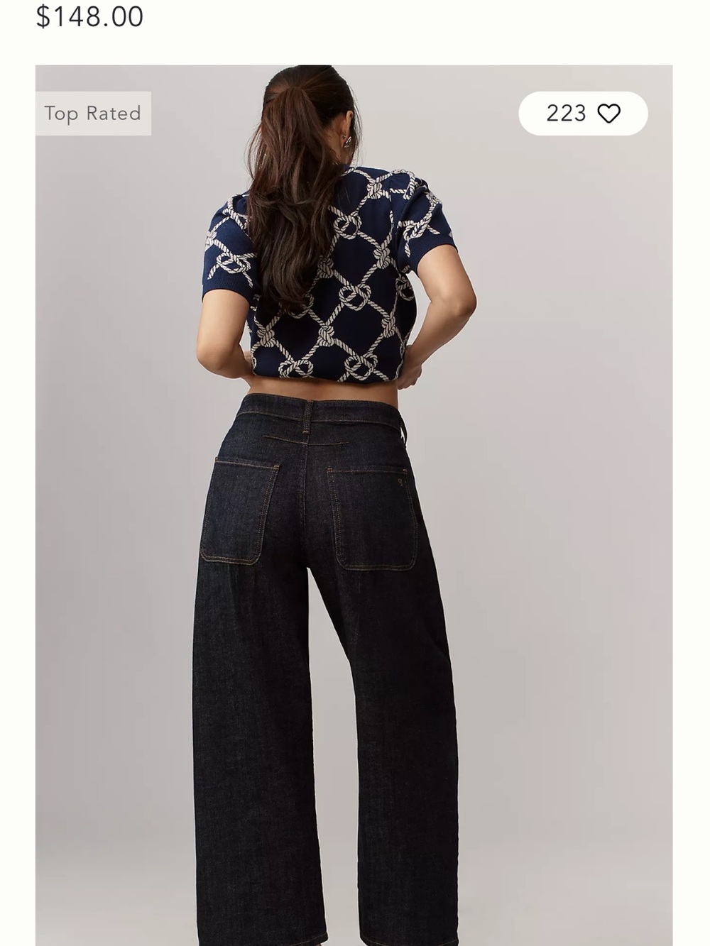 Pilcro Wide-Leg High-Rise Jeans in Dark Indigo - Picture 2 of 6